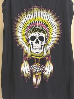 Fatal Clothing Skull Headdress Graphic Tank Top Black Racerback
